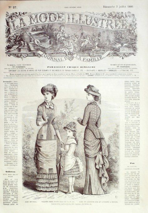 Journal Mode illustrée 1881 # 27 Toilette fillette & robe satinette