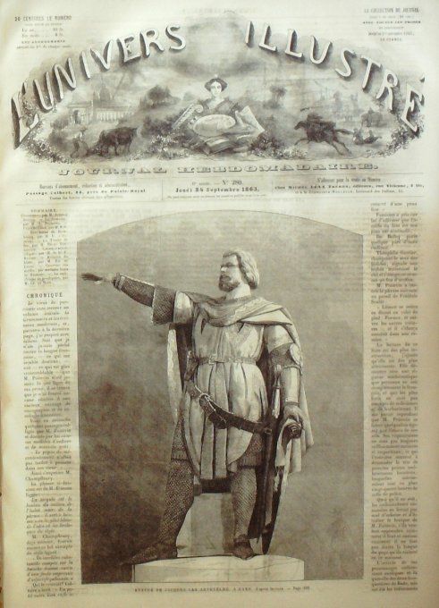 L'Univers illustré 1863 # 280 Ernest Renan Belgique Gand Statue Van Artevelde