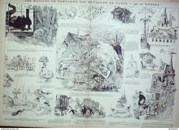 La Caricature 1882 n°135 Maisons de campagne Robida Tinant Trock Loys