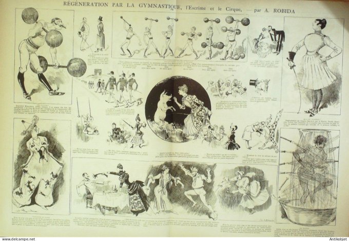 La Caricature 1885 n°275 La Gymnatique Cirque Escrime Robida Caran d'Ache Draner