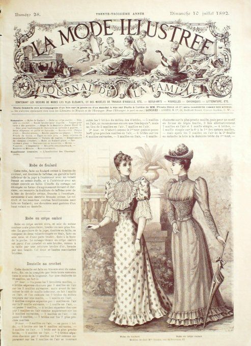 Journal Mode illustrée 1892 # 28 Robes en foulard & crêpe