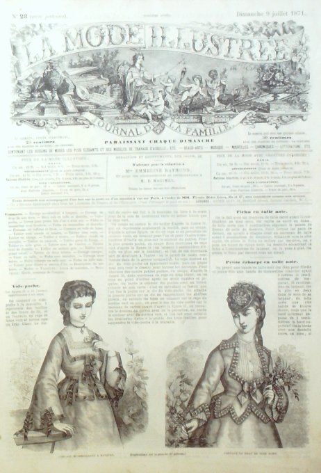 Journal Mode illustrée 1871 # 28 Corsages drap demi-décolleté