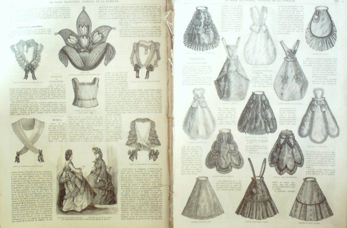 Journal Mode illustrée 1871 # 28 Corsages drap demi-décolleté