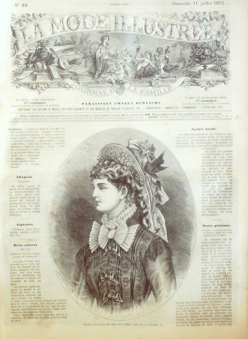 Journal Mode illustrée 1875 # 28 Chapeau de paille de riz