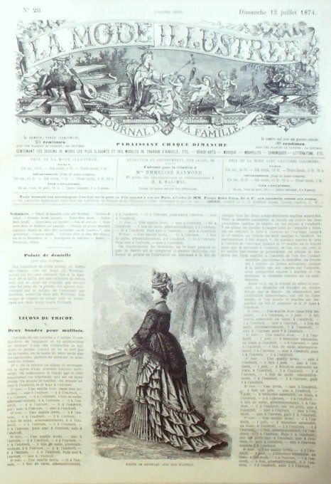 Journal Mode illustrée 1874 # 28 Dentelle avec pli Watteau