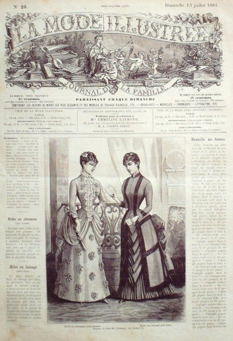 Journal Mode illustrée 1884 # 28 Robe en ottoman& lainage 