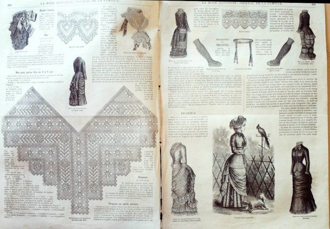 Journal Mode illustrée 1882 # 28 Robes en batiste & foulard Pompadour