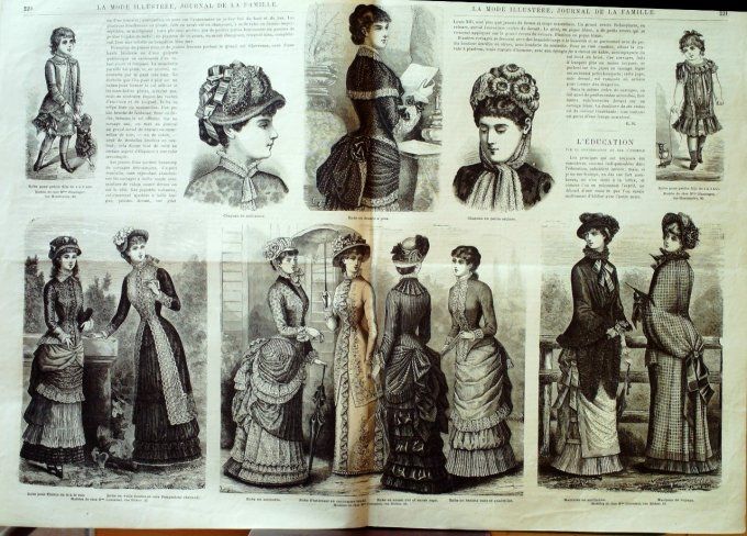 Journal Mode illustrée 1882 # 28 Robes en batiste & foulard Pompadour