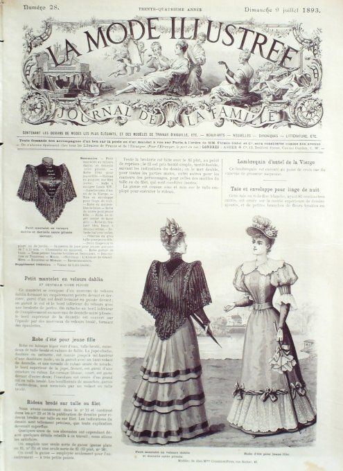 Journal Mode illustrée 1893 # 28 Mantelet & robe d'été