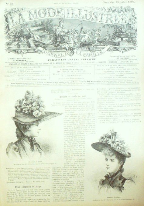 Journal Mode illustrée 1890 # 28 Chapeaux de plage