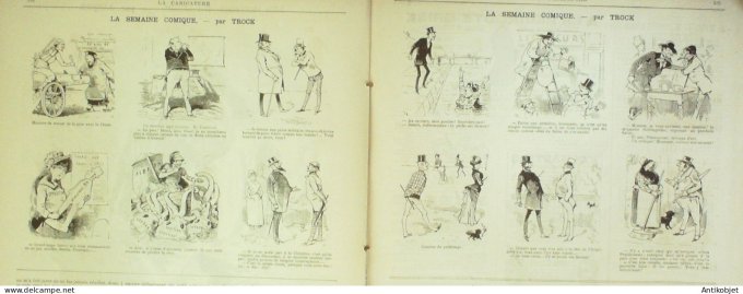 La Caricature 1885 n°278 Sur le bitume Draner Caran d'Ache Zola par Luque Job