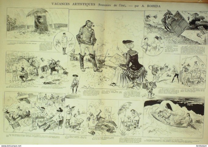 La Caricature 1884 n°252 Vacances artistiques Robida Lors par Luque Trock