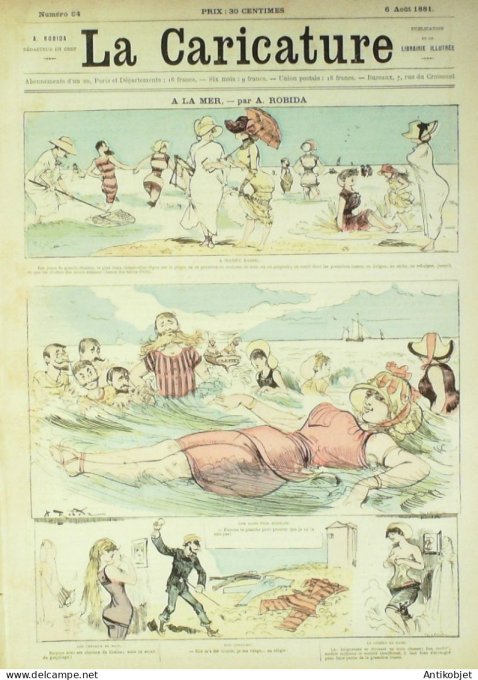 La Caricature 1881 n°  84 A la mer Robida Strasbourg Bach Lorédan Plumet Loys