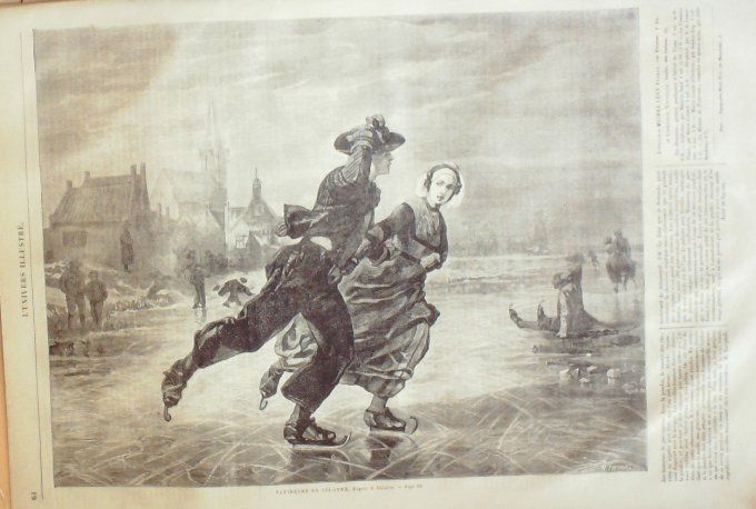 L'Univers illustré 1864 # 297 Nvelle Zélande patineurs Allemagne Hambourg 