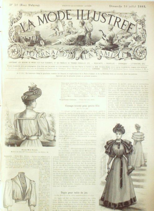 Journal Mode illustrée 1893 # 29 Blouses avec pélerine