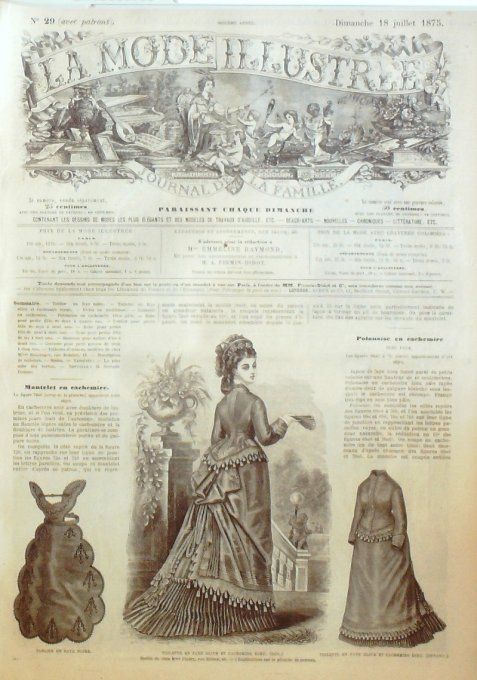 Journal Mode illustrée 1875 # 29 Toilette en faye & tablier