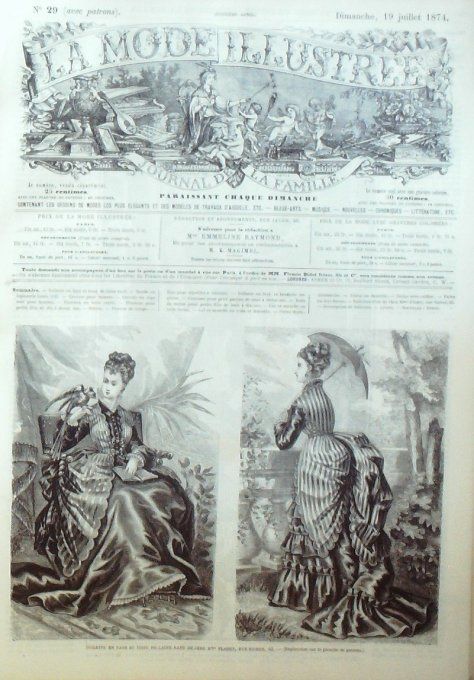 Journal Mode illustrée 1874 # 29 Toilette en faye & tissu