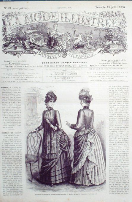 Journal Mode illustrée 1885 # 29 Mantelet en crêpe de Chine