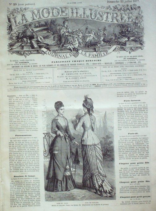 Journal Mode illustrée 1877 # 29 Robes en toile & foulard