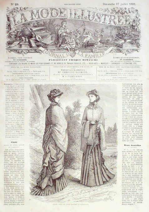 Journal Mode illustrée 1881 # 29 Chale carré de l'Inde