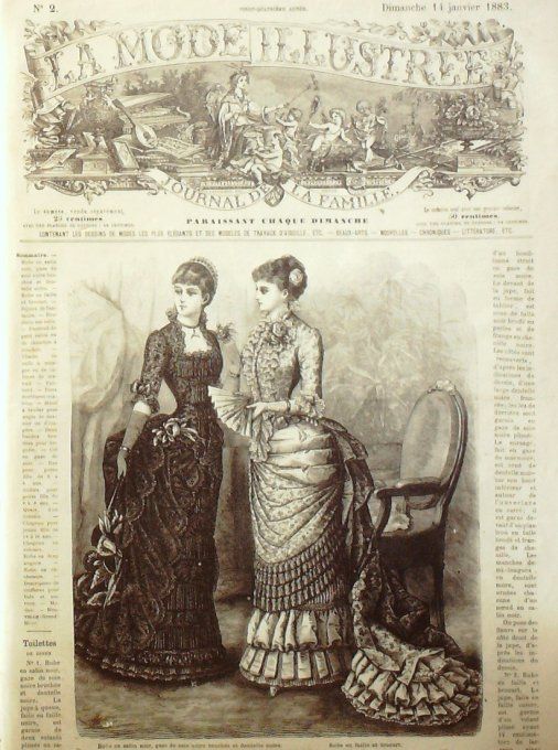 Journal Mode illustrée 1883 #  2 Robes en faille & satin