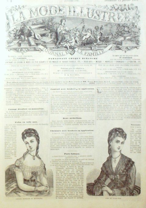 Journal Mode illustrée 1873 #  2 Fichu en tulle & corsage