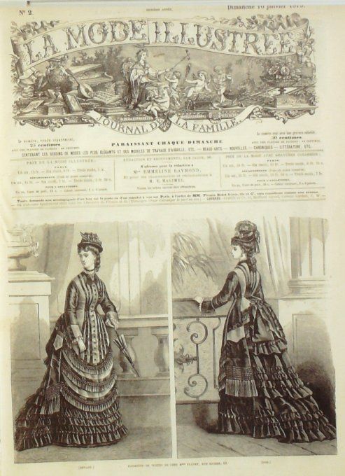 Journal Mode illustrée 1875 #  2 Toilettes de visites