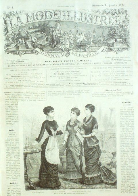 Journal Mode illustrée 1880 #  2 Robes lainage & tablier Nansouk