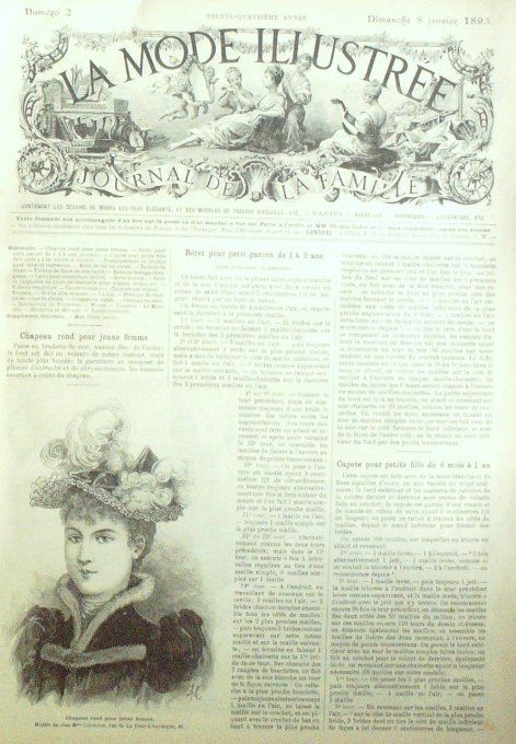 Journal Mode illustrée 1893 # 2 Chapeau de forme