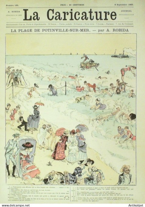 La Caricature 1883 n°193 Potinville-sur-Mer Robida Commerce WogTtrock