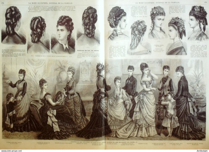 La Mode illustrée journal + gravure associée 1875 # 47