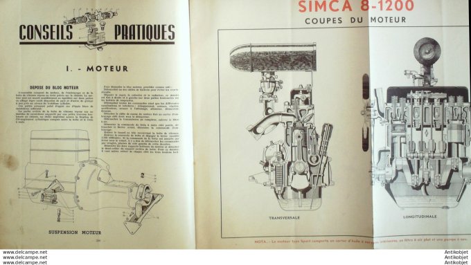 Revue Technique Automobile Simca 8-1200 Jeep 49-50 1950