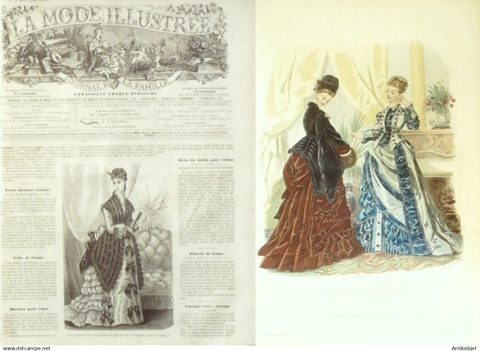 La Mode illustrée journal + gravure associée 1875 #  6