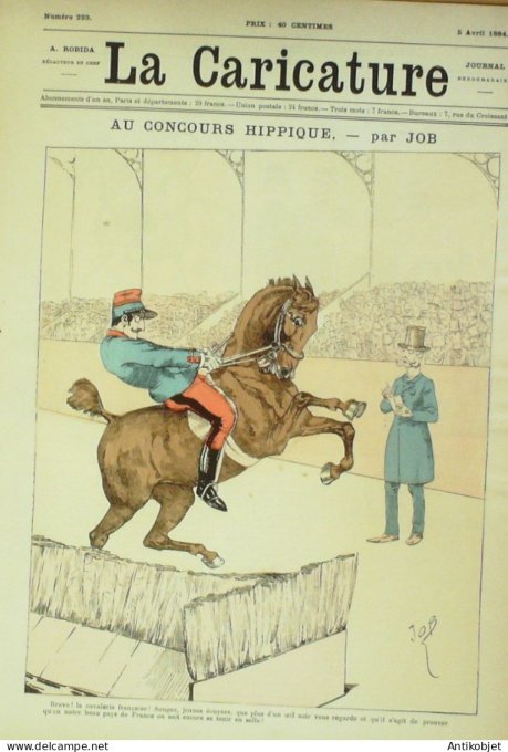 La Caricature 1884 n°223 Concours hippique Job Fourberies Loys Sorel Trock