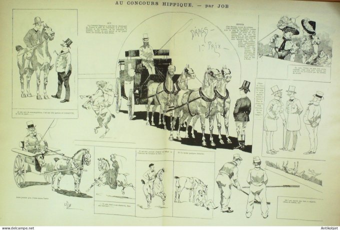 La Caricature 1884 n°223 Concours hippique Job Fourberies Loys Sorel Trock