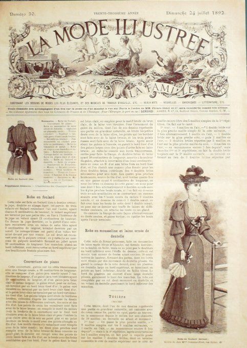 Journal Mode illustrée 1892 # 30 Robes en foulard