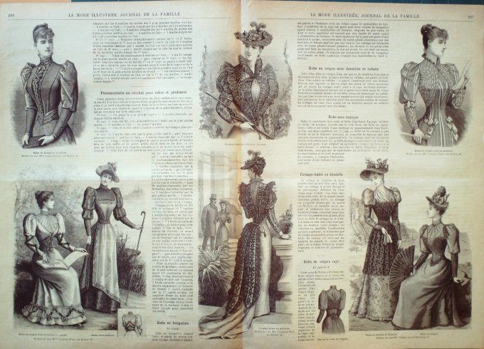 Journal Mode illustrée 1892 # 30 Robes en foulard