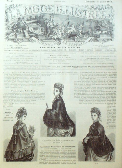 Journal Mode illustrée 1873 # 30 Pélerines de bains de mer