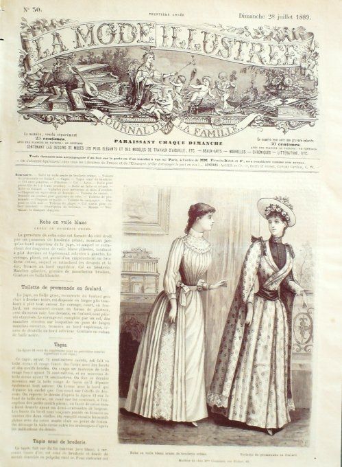 Journal Mode illustrée 1889 # 30 Robes voile & toilette de promenade