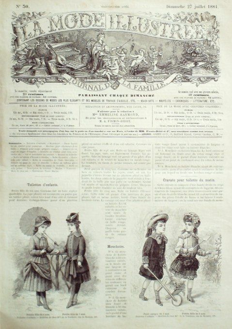 Journal Mode illustrée 1884 # 30 Toilettes d'enfants 