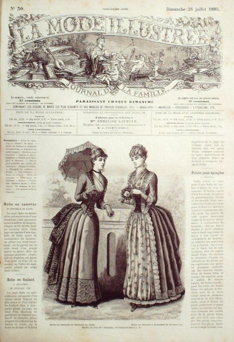 Journal Mode illustrée 1885 # 30 Robes en foulard & canevas