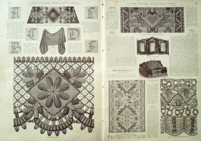 Journal Mode illustrée 1885 # 30 Robes en foulard & canevas