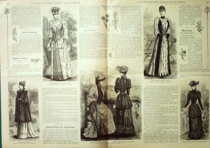 Journal Mode illustrée 1891 # 30 Tablier Percale & robe en crêpe de Chine