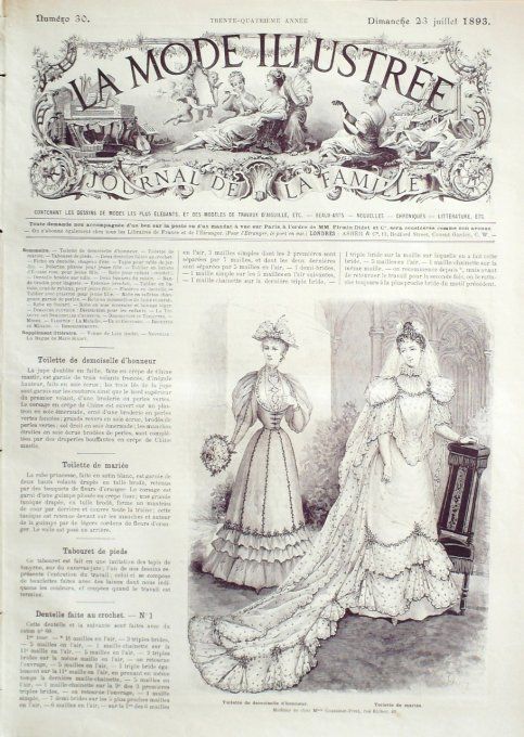 Journal Mode illustrée 1893 # 30 Toilettes de mariée