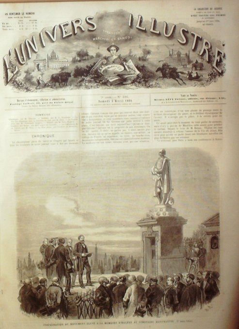 L'Univers illustré 1864 # 316 Montmartre espagne Tolède Trafalgar Caroline du Sud