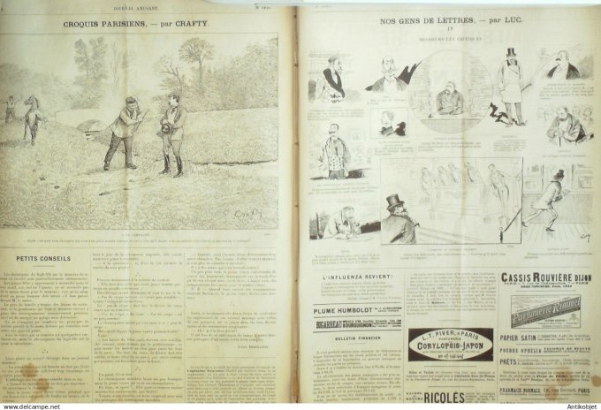 Le Journal Amusant 1891 n°1840 Menus-Noels d élicieux fêtards Abb é Daubray gens de lettre