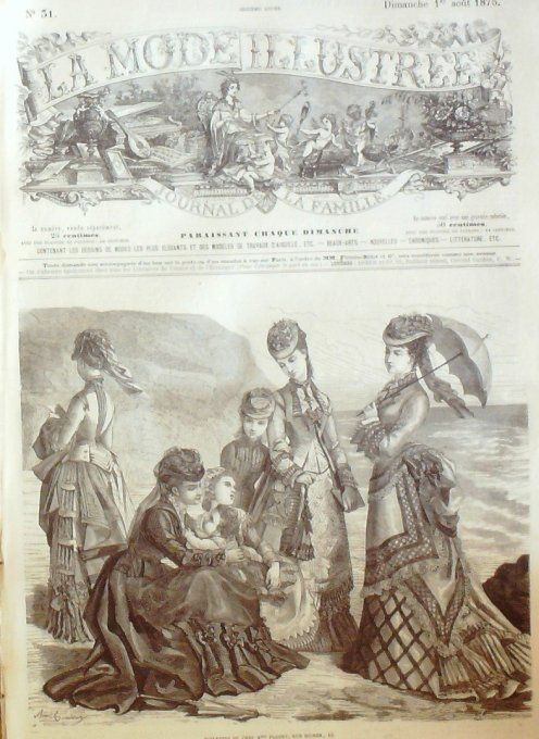 Journal Mode illustrée 1875 # 31 Toilettes de bains de mer