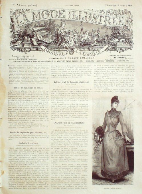 Journal Mode illustrée 1889 # 31 Tablier d'artiste peintre