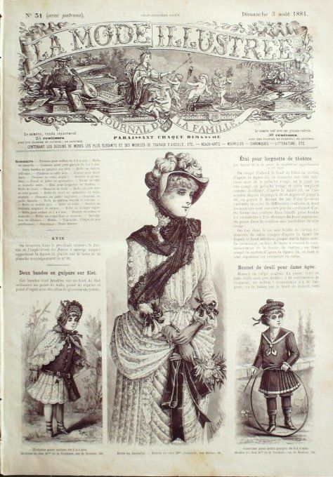 Journal Mode illustrée 1884 # 31 Toilette enfant & robe dentelle