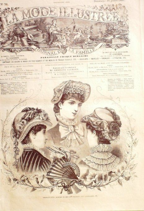 Journal Mode illustrée 1881 # 31 Chapeaux d'été